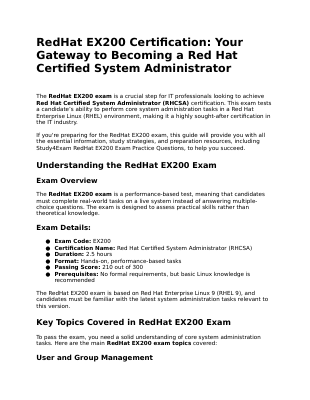 RedHat EX200 Certification: 
